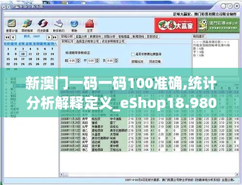 新澳门一码一码100准确,统计分析解释定义_eShop18.980