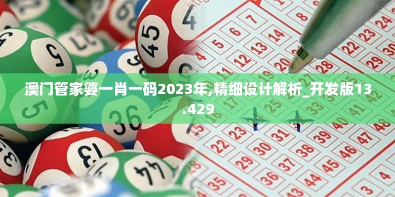 澳门管家婆一肖一码2023年,精细设计解析_开发版13.429
