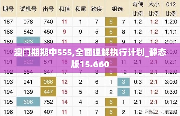 澳门期期中555,全面理解执行计划_静态版15.660