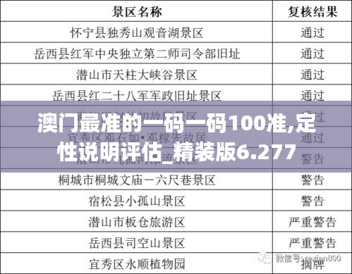 澳门最准的一码一码100准,定性说明评估_精装版6.277