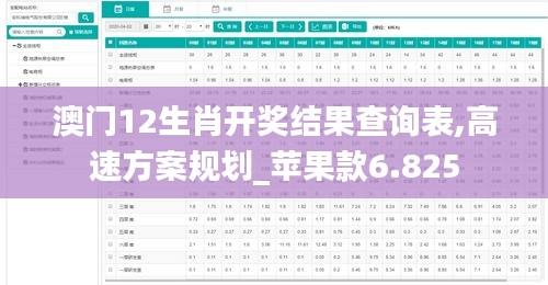 澳门12生肖开奖结果查询表,高速方案规划_苹果款6.825