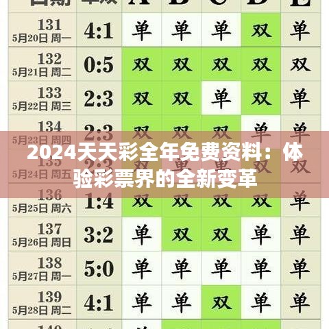 2024天天彩全年免费资料：体验彩票界的全新变革