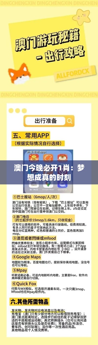 澳门今晚必开1肖：梦想成真的时刻