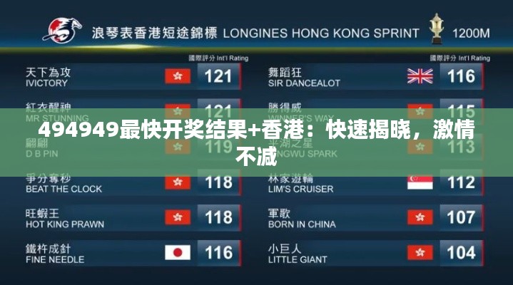 494949最快开奖结果+香港：快速揭晓，激情不减