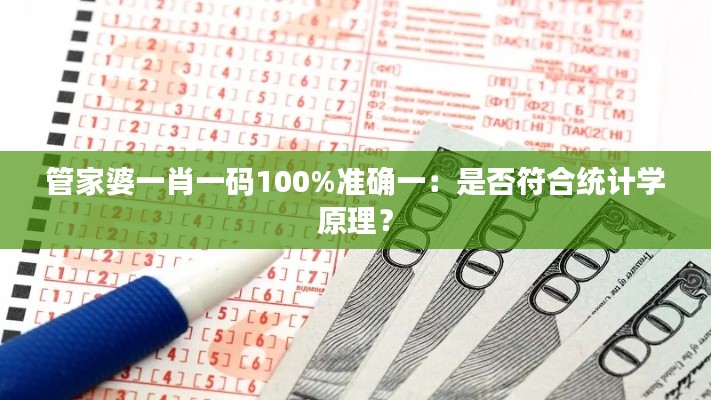 管家婆一肖一码100%准确一：是否符合统计学原理？