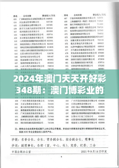 2024年澳门天天开好彩348期：澳门博彩业的创新与发展