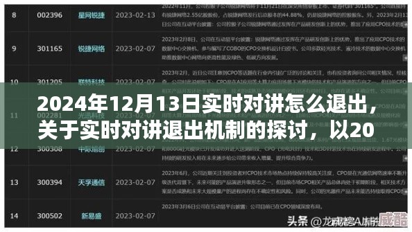 关于实时对讲退出机制的探讨，如何退出实时对讲及观点分析（以2024年12月13日为例）