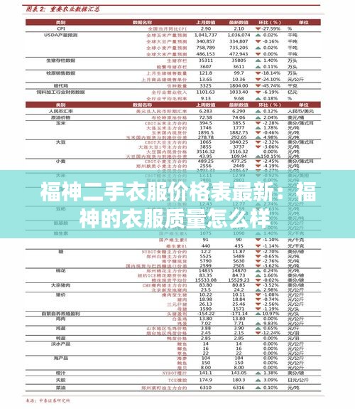 福神二手衣服价格表最新：福神的衣服质量怎么样 