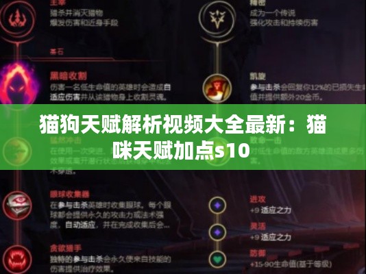 猫狗天赋解析视频大全最新：猫咪天赋加点s10 
