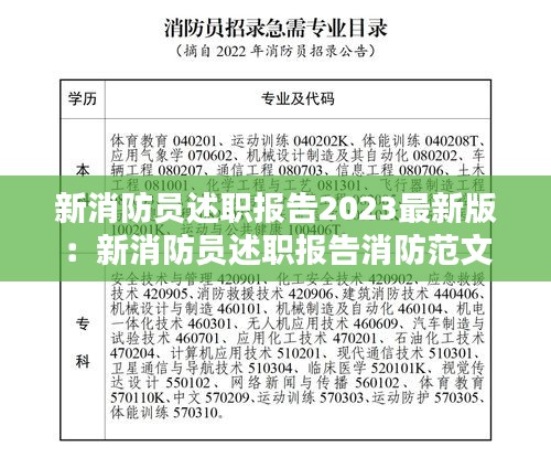 新消防员述职报告2023最新版：新消防员述职报告消防范文 