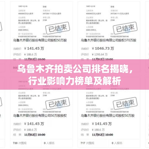 乌鲁木齐拍卖公司排名揭晓，行业影响力榜单及解析