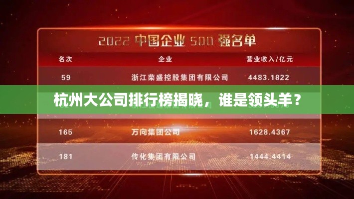 杭州大公司排行榜揭晓，谁是领头羊？
