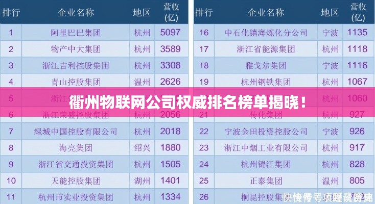 衢州物联网公司权威排名榜单揭晓！