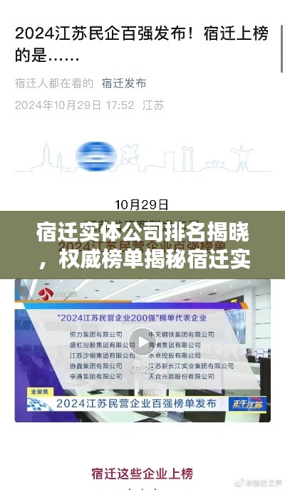 宿迁实体公司排名揭晓，权威榜单揭秘宿迁实体企业排名！