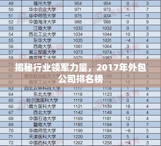 揭秘行业领军力量，2017年外包公司排名榜