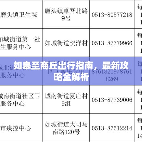如皋至商丘出行指南，最新攻略全解析