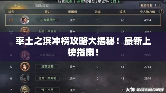 率土之滨冲榜攻略大揭秘！最新上榜指南！