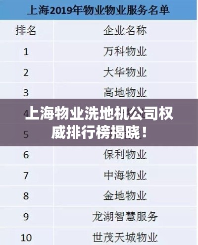 上海物业洗地机公司权威排行榜揭晓！
