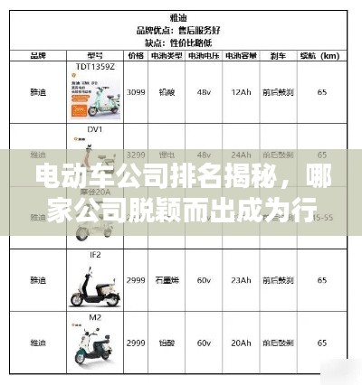 电动车公司排名揭秘，哪家公司脱颖而出成为行业佼佼者？
