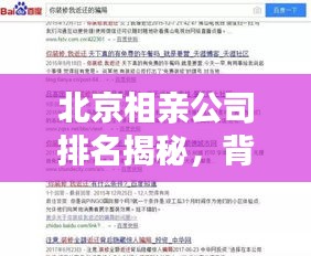 北京相亲公司排名揭秘，背后的服务深度解析