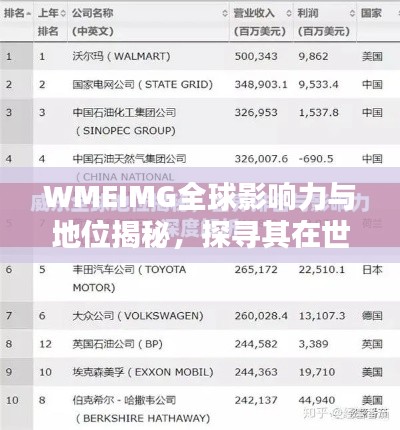 WMEIMG全球影响力与地位揭秘，探寻其在世界舞台上的排名与影响力