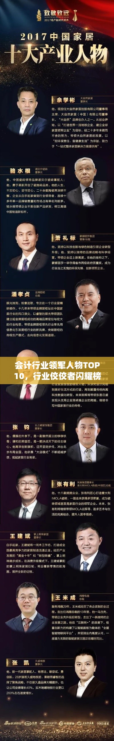 会计行业领军人物TOP10，行业佼佼者闪耀榜单