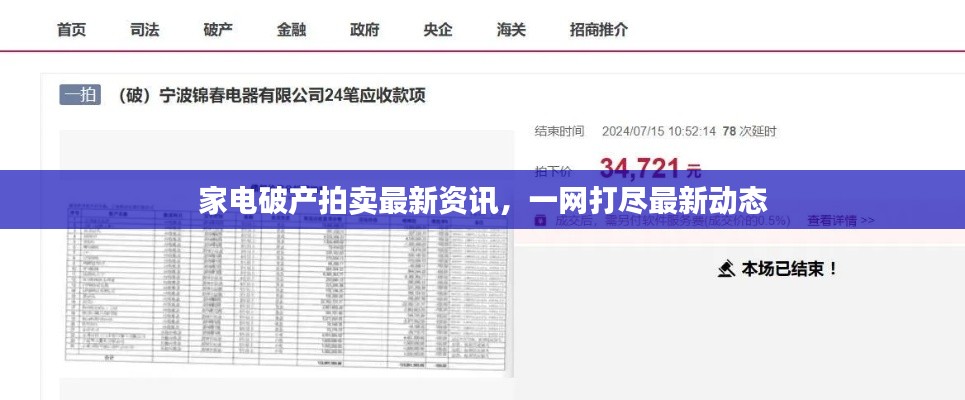 家电破产拍卖最新资讯，一网打尽最新动态