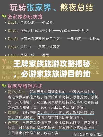 王牌家族旅游攻略揭秘，必游家族旅游目的地探访