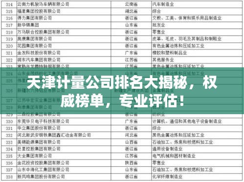 天津计量公司排名大揭秘，权威榜单，专业评估！
