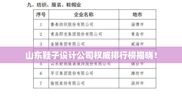 山东鞋子设计公司权威排行榜揭晓！
