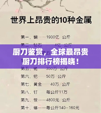 厨刀鉴赏，全球最昂贵厨刀排行榜揭晓！