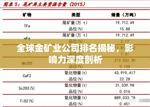 全球金矿业公司排名揭秘，影响力深度剖析