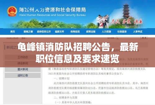 龟峰镇消防队招聘公告，最新职位信息及要求速览