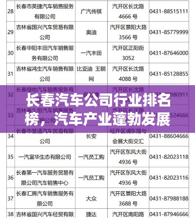 长春汽车公司行业排名榜，汽车产业蓬勃发展瞩目瞩目