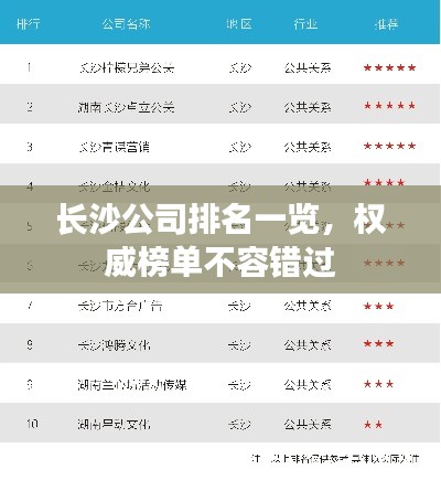 长沙公司排名一览，权威榜单不容错过