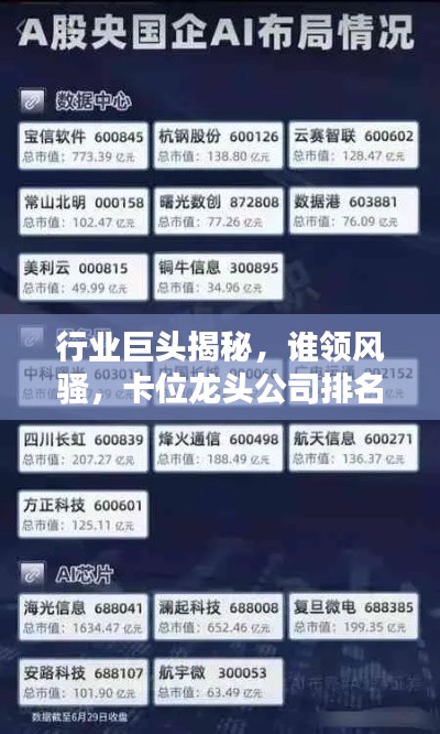 行业巨头揭秘，谁领风骚，卡位龙头公司排名大解密！