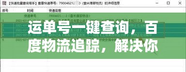 运单号一键查询，百度物流追踪，解决你的物流烦恼
