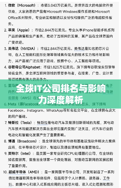 全球IT公司排名与影响力深度解析