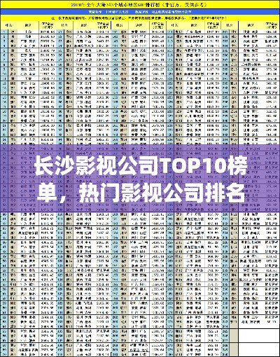 长沙影视公司TOP10榜单，热门影视公司排名一览