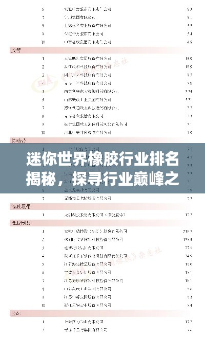 迷你世界橡胶行业排名揭秘，探寻行业巅峰之选