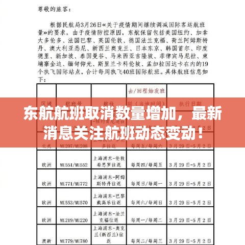 东航航班取消数量增加，最新消息关注航班动态变动！