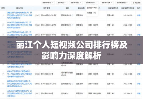 丽江个人短视频公司排行榜及影响力深度解析