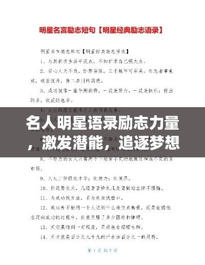 名人明星语录励志力量，激发潜能，追逐梦想的动力源泉