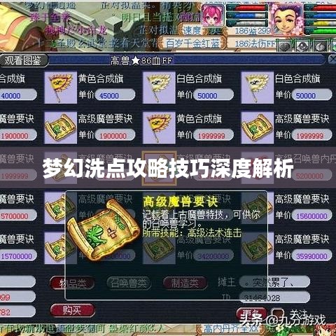 梦幻洗点攻略技巧深度解析