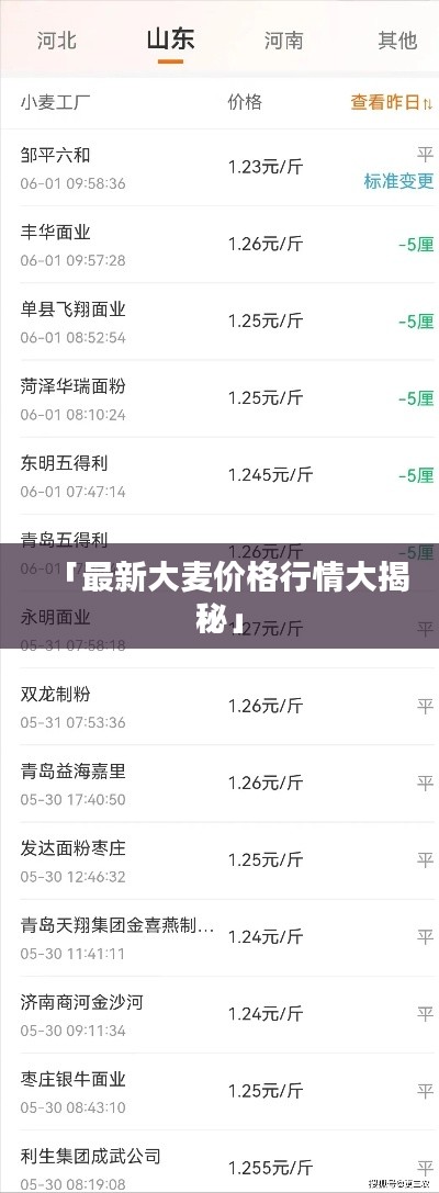 「最新大麦价格行情大揭秘」