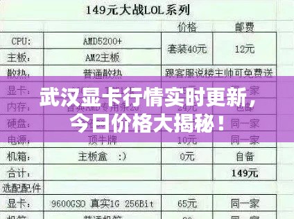 武汉显卡行情实时更新，今日价格大揭秘！