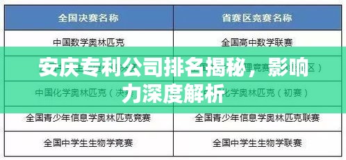 安庆专利公司排名揭秘，影响力深度解析