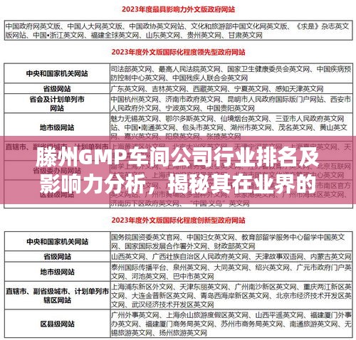 滕州GMP车间公司行业排名及影响力分析，揭秘其在业界的地位与优势