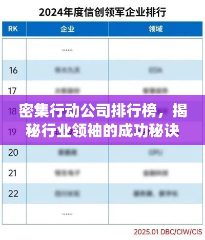 密集行动公司排行榜，揭秘行业领袖的成功秘诀