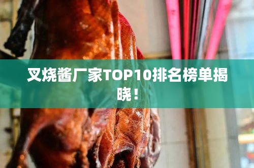 叉烧酱厂家TOP10排名榜单揭晓！